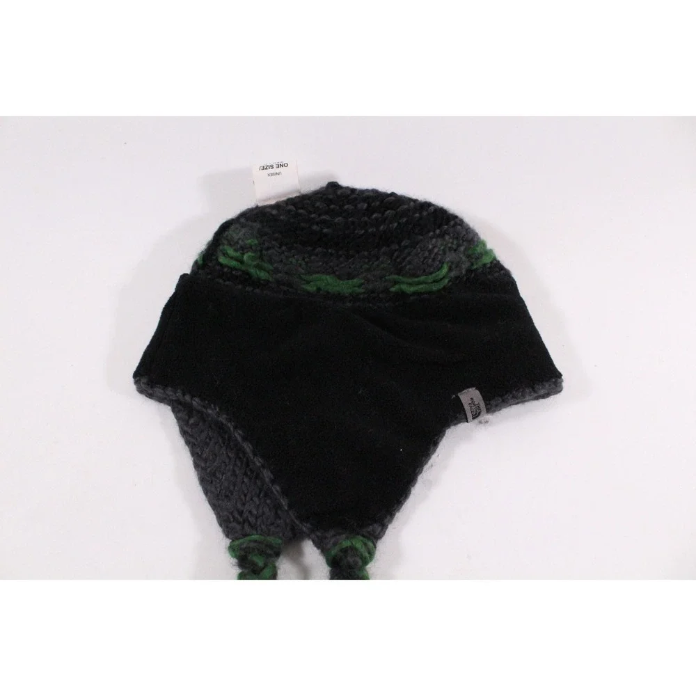 The North Face Hat Wool Blend Knit Beanie Ear‎ Flaps Braided Winter Unisex OS